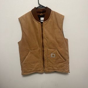 Carhartt Men’s Tan/Brown Canvas Work Vest - Zip Front